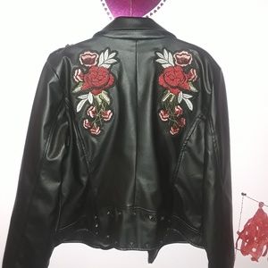 Plus Size Motorcycle Jacket XL Rose Studded Punk
